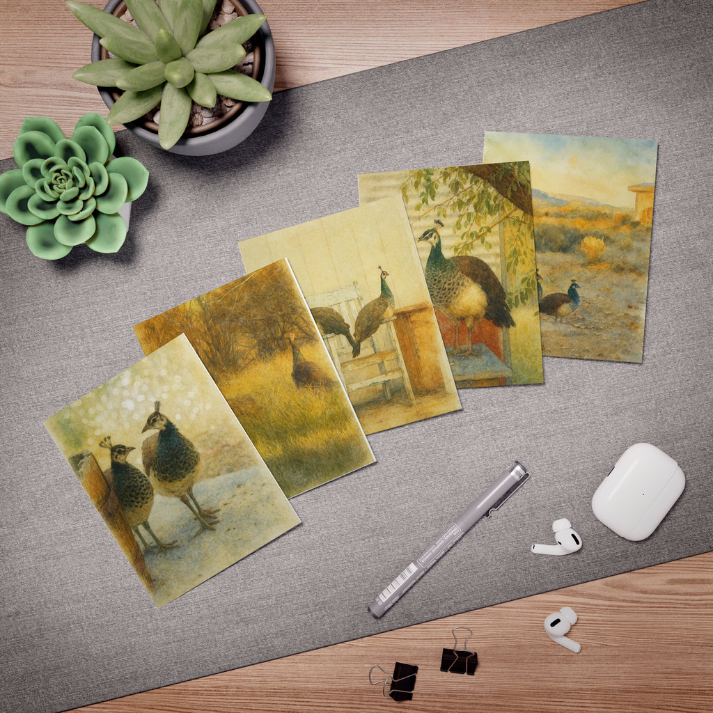 Boyer Bunny Ranch Peahens Greeting Cards — 5-Pack Blank Note Cards