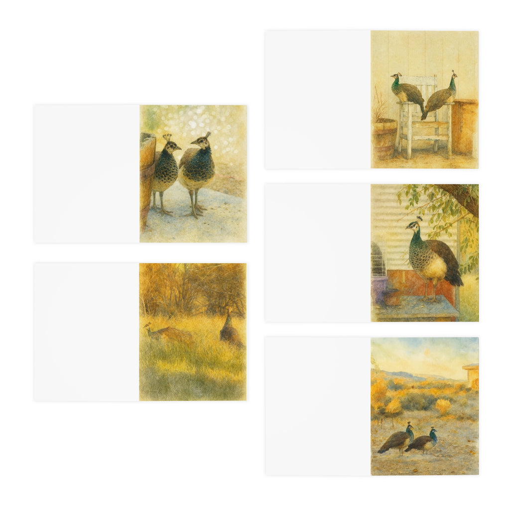 Boyer Bunny Ranch Peahens Greeting Cards — 5-Pack Blank Note Cards