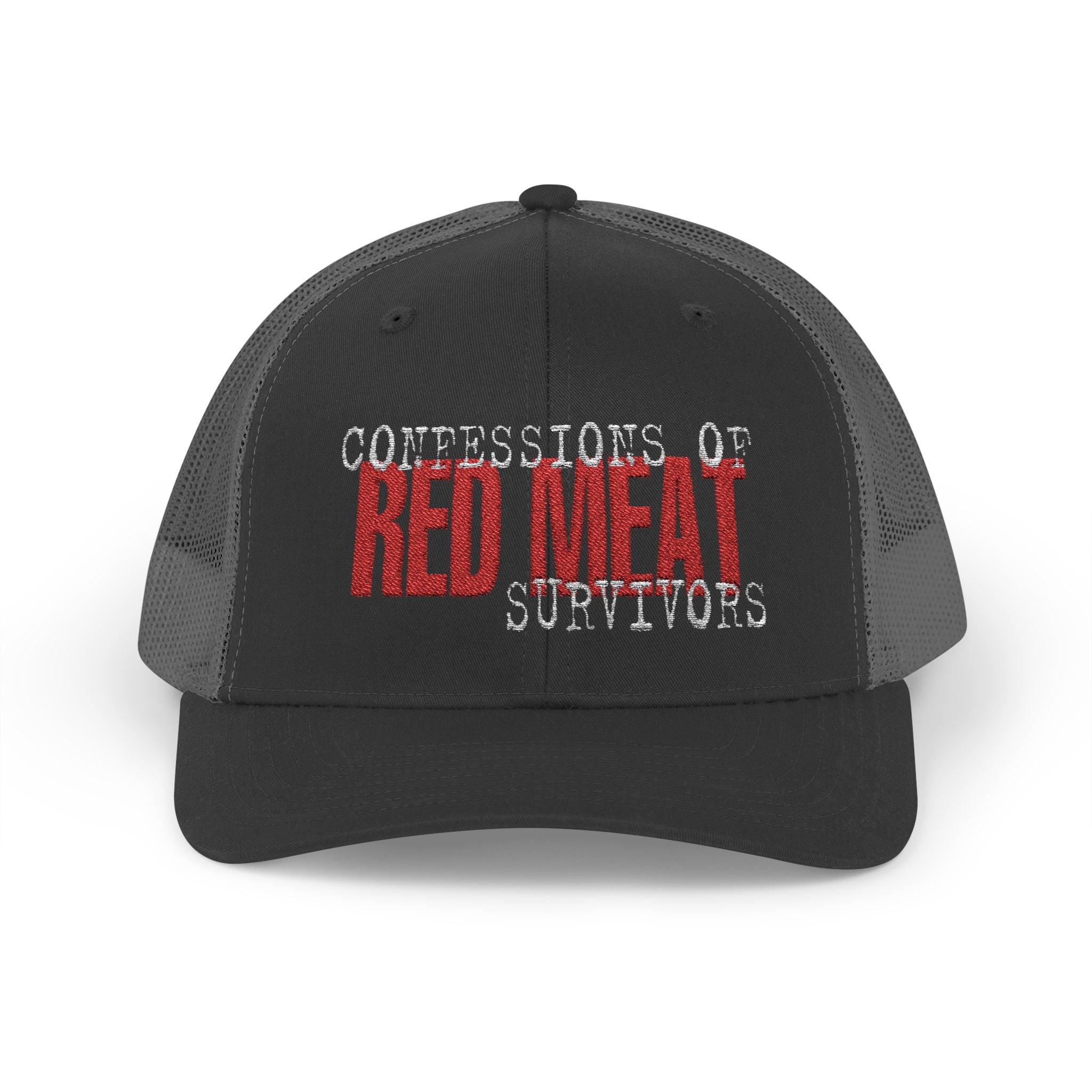 Snapback Trucker Cap – Confessions of Red Meat Survivors Embroidered Hat