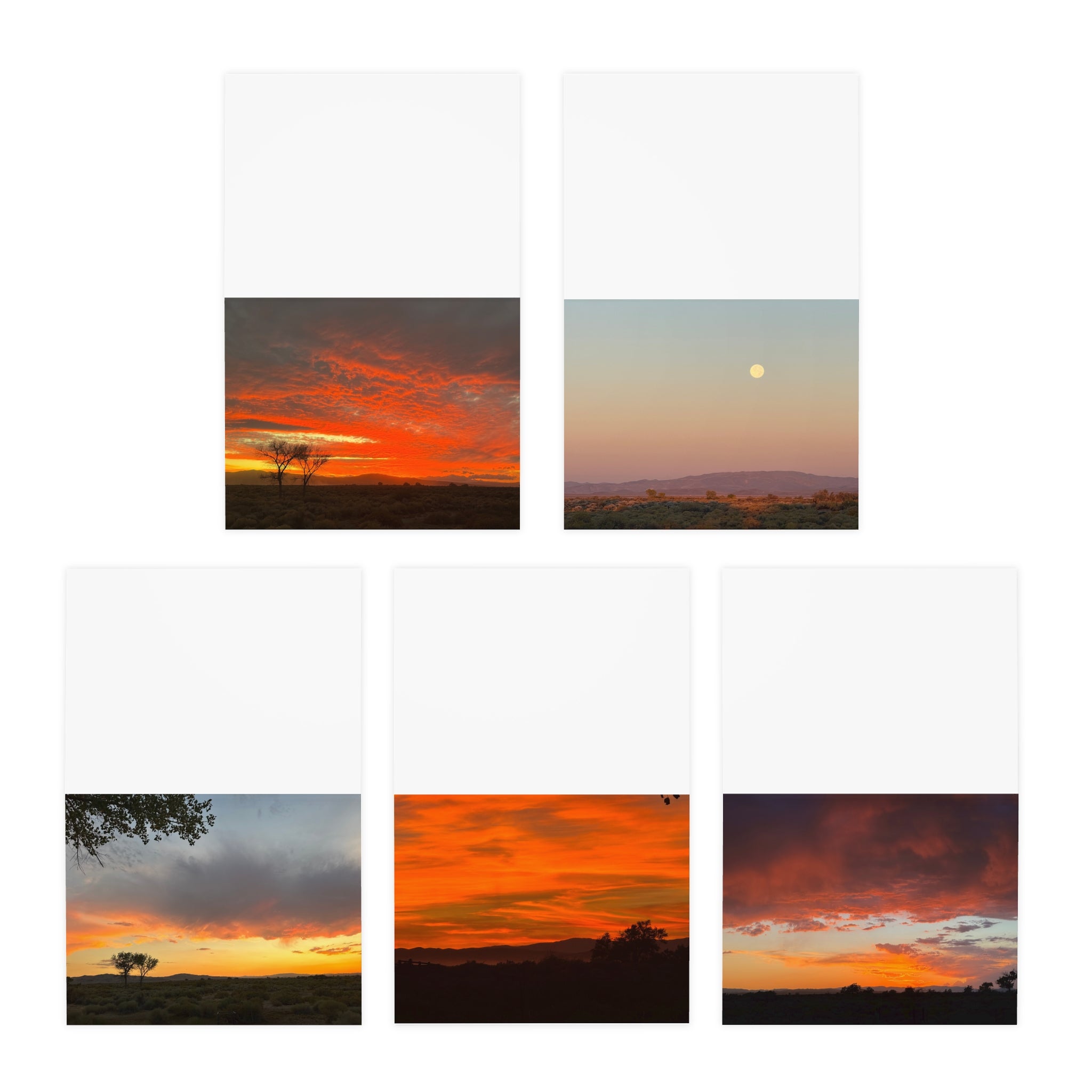 Sunset Photo Greeting Cards (5-Pack) — Blank Inside, Scenic Evening Sky Note Cards