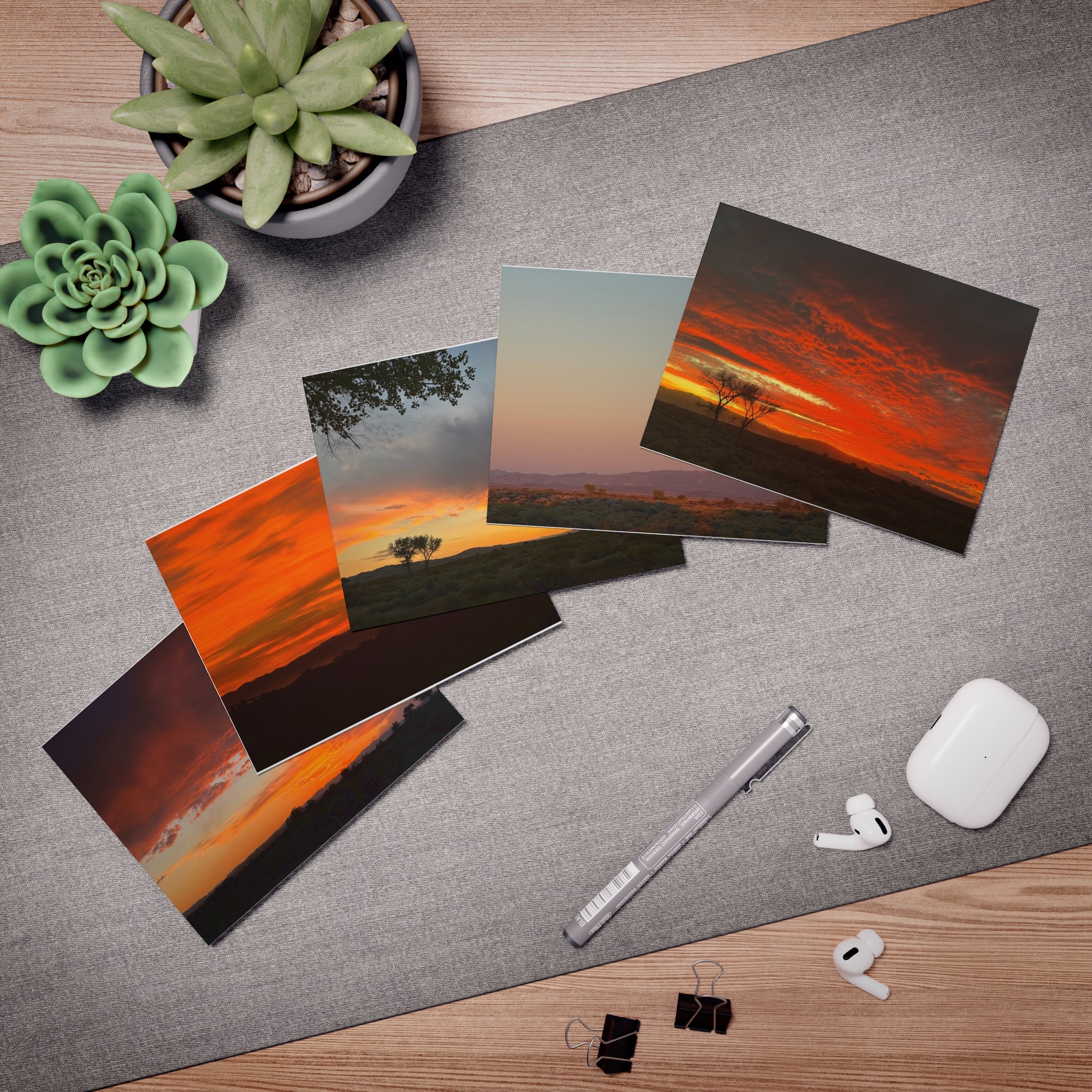 Sunset Photo Greeting Cards (5-Pack) — Blank Inside, Scenic Evening Sky Note Cards