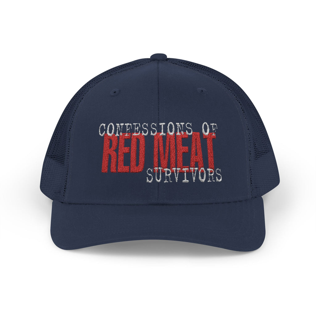 Snapback Trucker Cap – Confessions of Red Meat Survivors Embroidered Hat