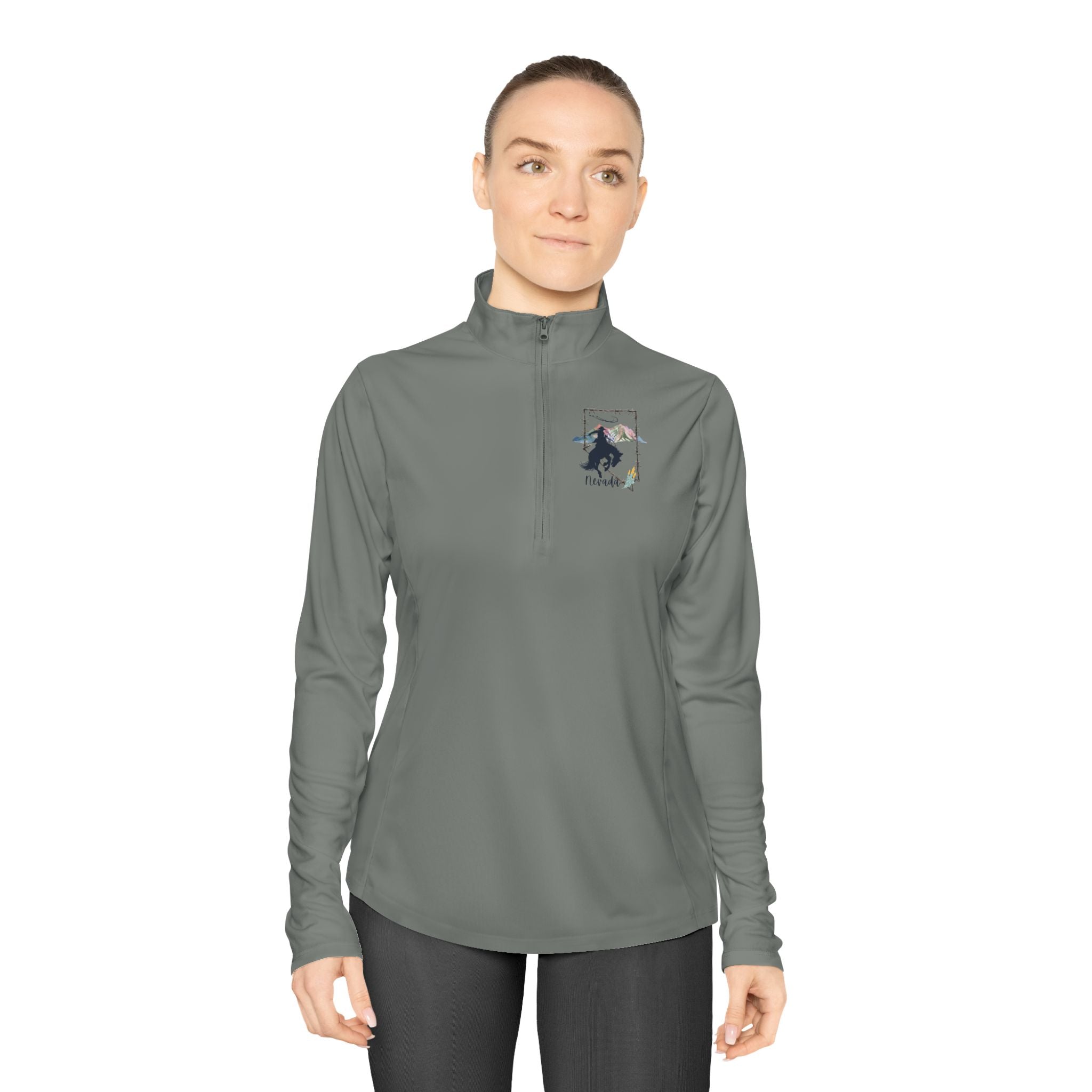 Ladies Quarter-Zip Pullover — Equestrian Silhouette Logo
