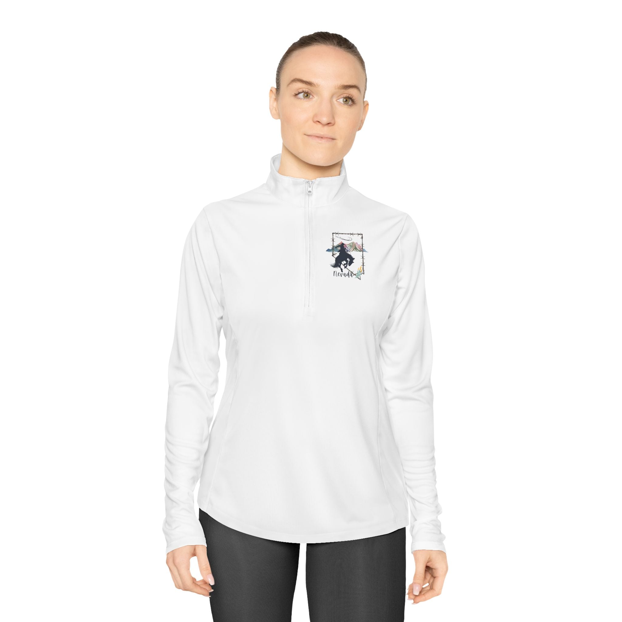 Ladies Quarter-Zip Pullover — Equestrian Silhouette Logo